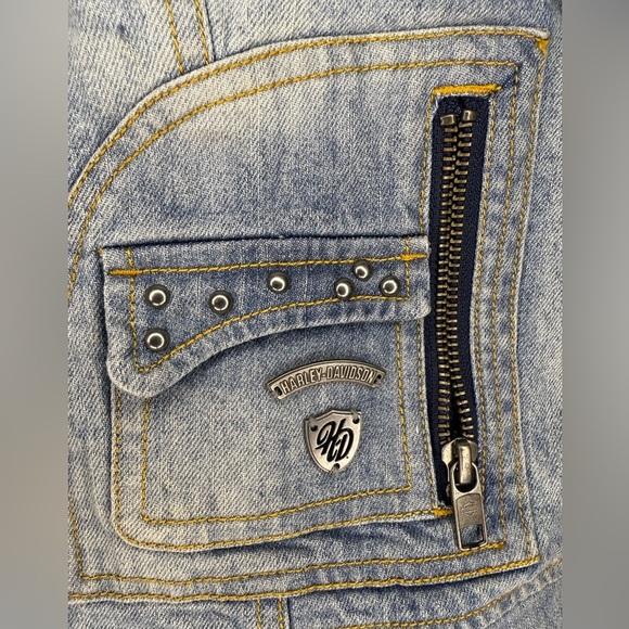 Harley-Davidson Distressed Denim Vest – Size S - Picture 5 of 16